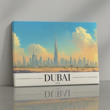 Dubai UAE skyline canvas wall art by Artfy Canvas – modern luxury décor
