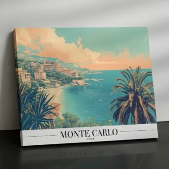 Monte Carlo France Riviera coastal canvas wall art by Artfy Canvas